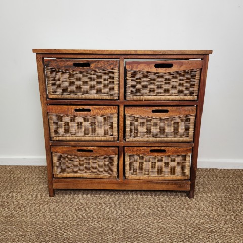 Vintage 6 Drawer Cane Storage Unit
