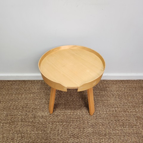 Beech Timber Round Side Table with Tripod Leg Base