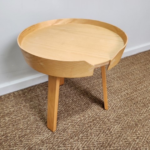 Beech Timber Round Side Table with Tripod Leg Base