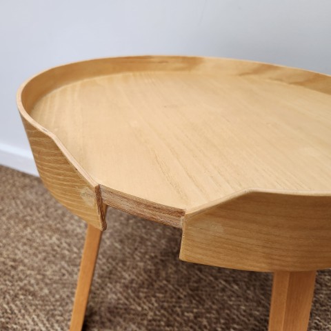 Beech Timber Round Side Table with Tripod Leg Base