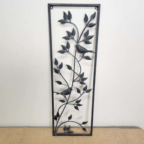 Black Metal Wall Art "Birds in Tree"