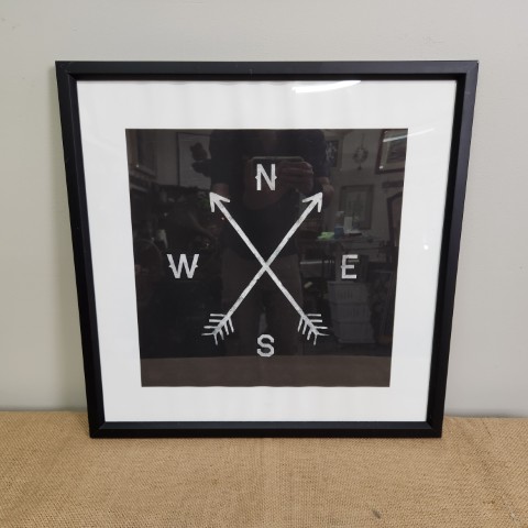 Black & White Compass Framed Print