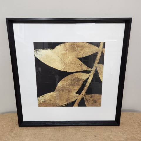 Abstract 'Gilded Leaves' Framed Print