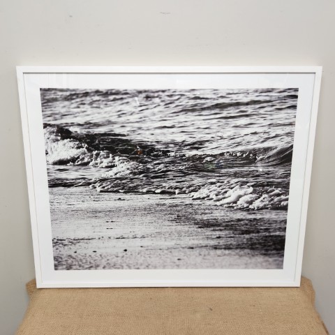 Black & White Print "Sandy Shore" in White Frame