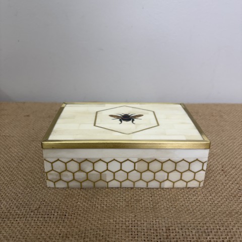 Bone & Brass Decorative Bee Box