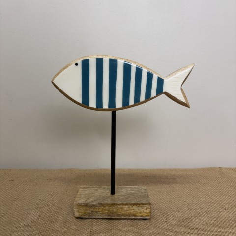 Blue & White Striped Fish on Stand