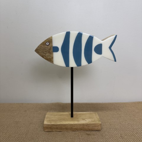 Blue & White Fish on Stand