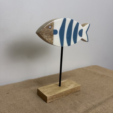 Blue & White Fish on Stand