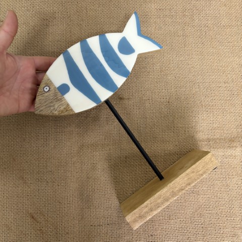 Blue & White Fish on Stand