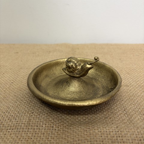 Golden Cast Iron Snail Trinket Dish