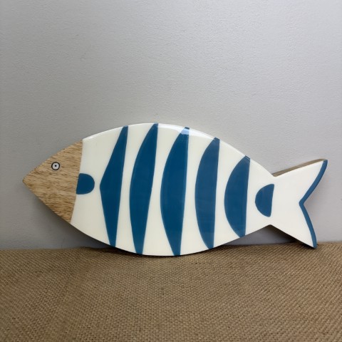 Large Wall Hanging Blue & White Fish