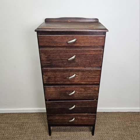 Vintage Timber Tallboy with 6 Drawers
