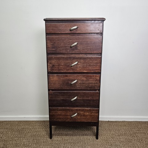 Vintage Timber Tallboy with 6 Drawers