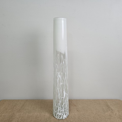 Tall White Art Glass Vase