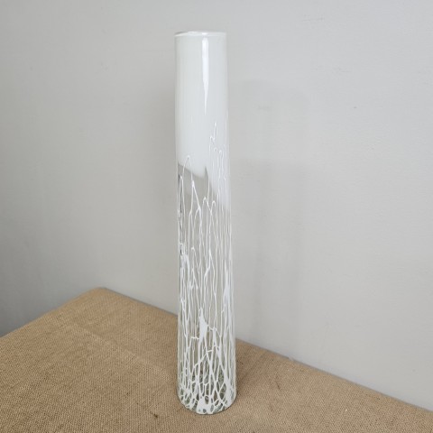 Tall White Art Glass Vase