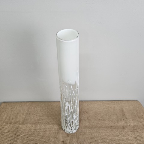 Tall White Art Glass Vase