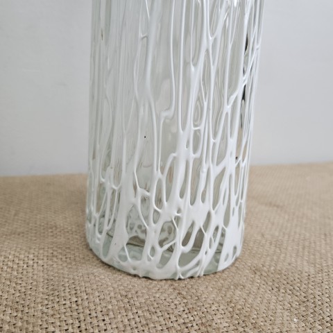 Tall White Art Glass Vase