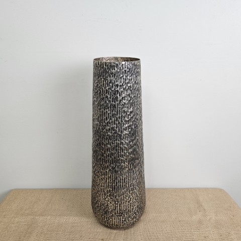 Tall Hammered Silver Vase