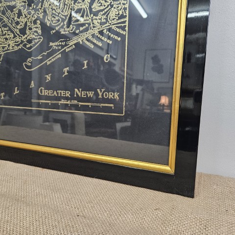 Black & Gold Framed Map of New York