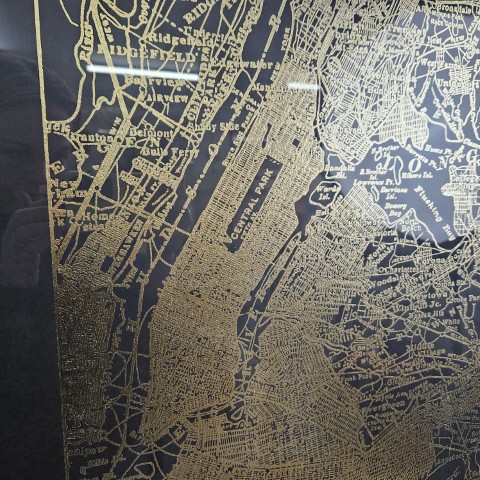 Black & Gold Framed Map of New York