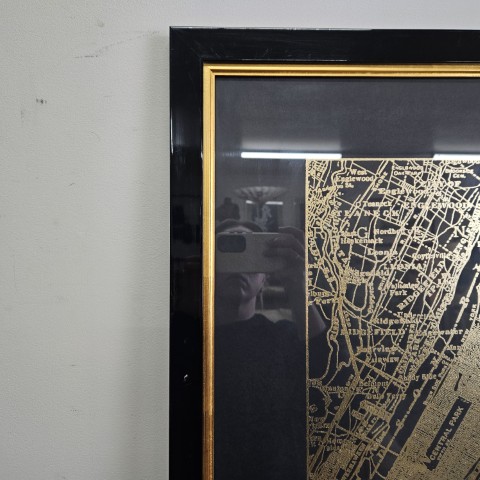 Black & Gold Framed Map of New York