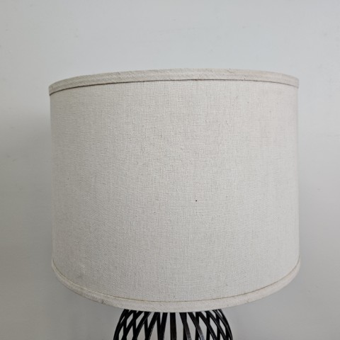 Curved Metal Base Table Lamp with Cream Shade
