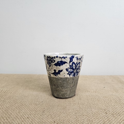Small Blue & White Crackle Glaze Planter