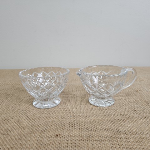 Set of 2 - Cut Crystal Milk Jug & Sugar Bowl