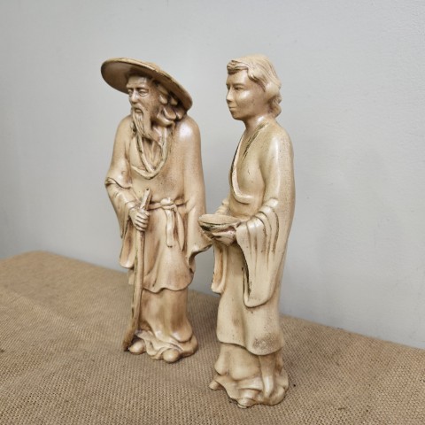 Pair of Mid-Century Ceramic Asian Figure Statues