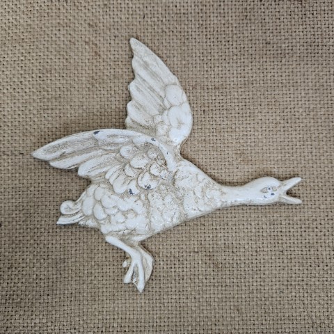 Cast Iron White Flying Swan