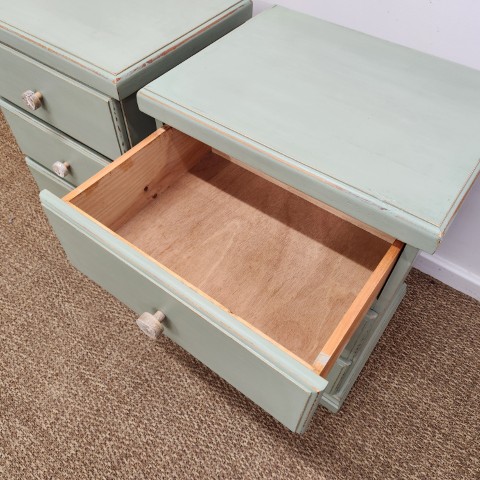 Handpainted Sage 3 Drawer Bedside Tables