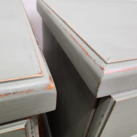 Handpainted Sage 3 Drawer Bedside Tables