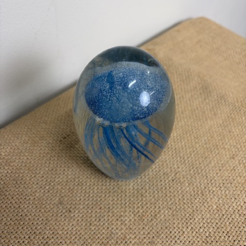 Blue Art Glass Jellyfish Paperweight #4