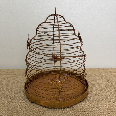 Rustic Metal Cloche with Bee Design