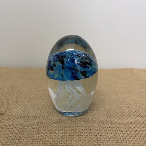 Blue Art Glass Jellyfish Paperweight #2