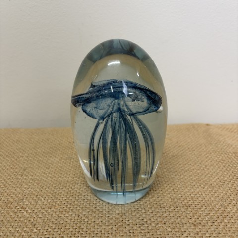 Blue Art Glass Jellyfish Paperweight #3