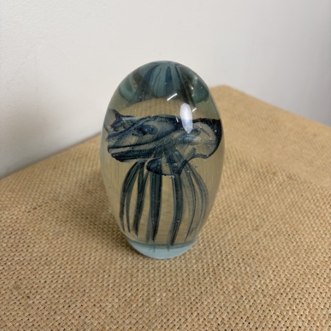 Blue Art Glass Jellyfish Paperweight #3