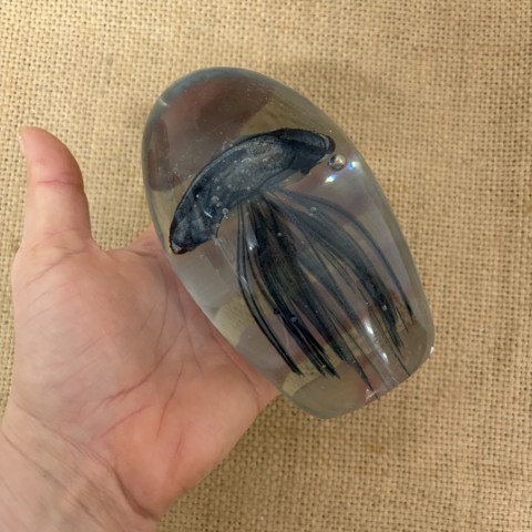 Blue Art Glass Jellyfish Paperweight #3