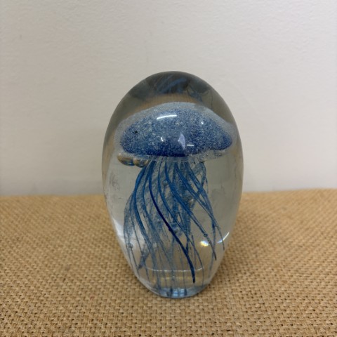 Blue Art Glass Jellyfish Paperweight #4