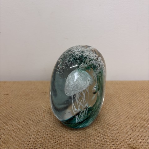 Sea Green Art Glass Wave Paperweight