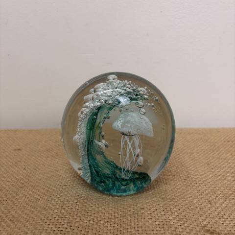 Sea Green Art Glass Wave Paperweight